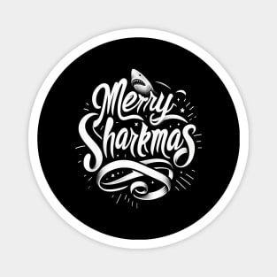 Merry Sharkmas, Santa Waving, Christmas Gift, Shark Gift Magnet